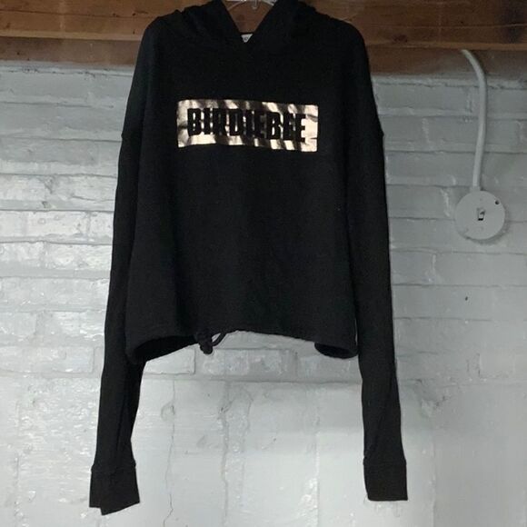 Birdiebee Metallic Logo Cropped Hooded Sweatshirt - Picture 1 of 3